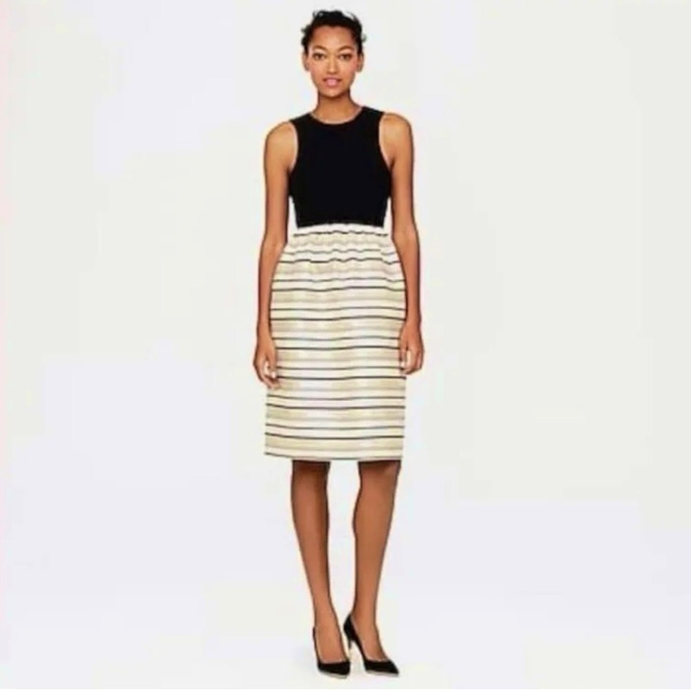 J. Crew | Women’s black/gold metallic striped sleeveless silk blend party dress2